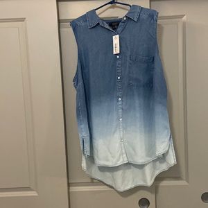 Jean Ombré Button Down Tank Top